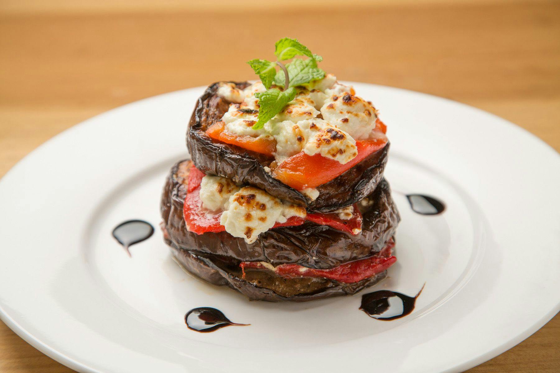 Plate of eggplant tower